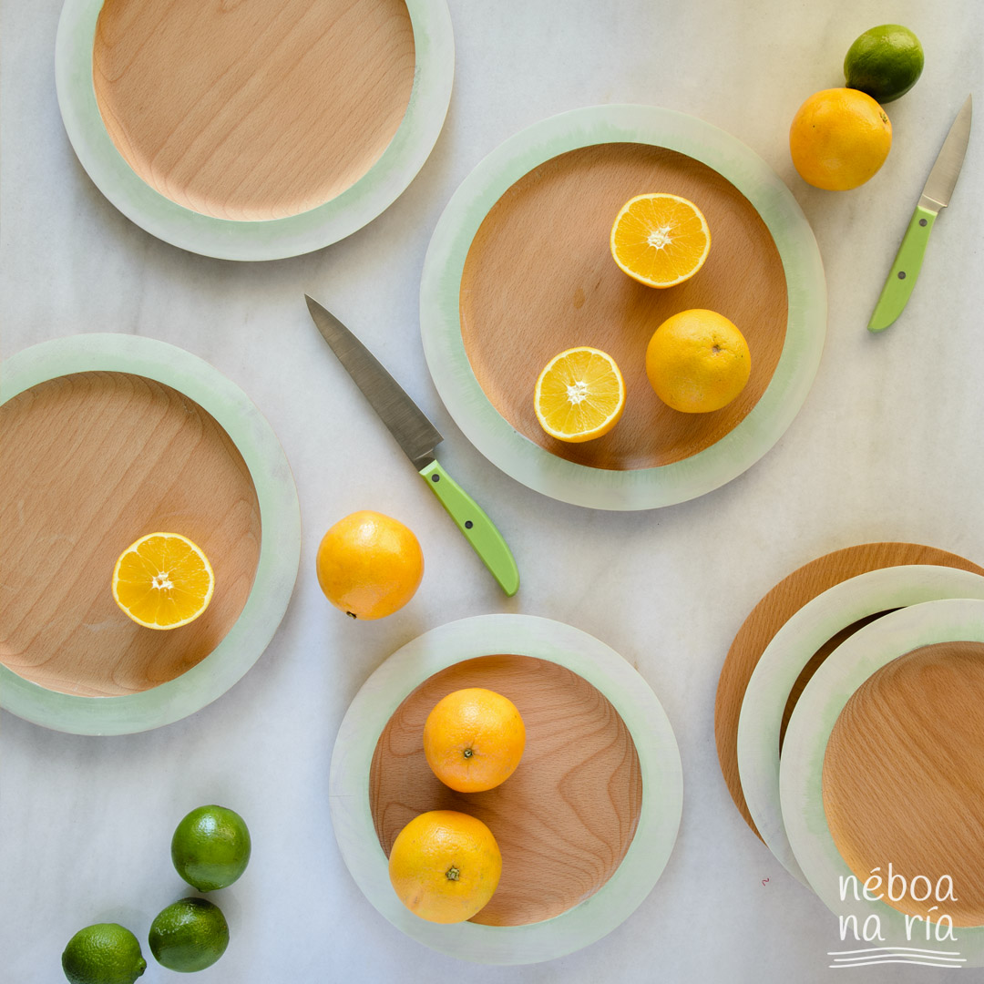 Platos de madera Néboa na Ría